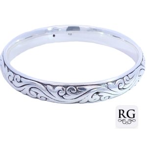 925 ELECTROF OXI ETCHED DOME BANGLE - 10MM - 18g <br/>M18110.65