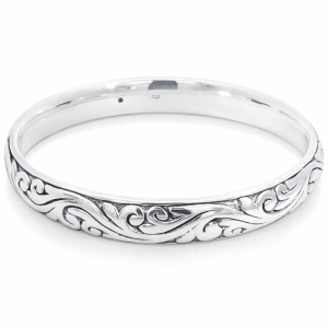 925 ELECTROF OXI ETCHED DOME BANGLE - 10MM - 18g <br/>M18110.65