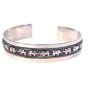 925 OXI MILLGRAIN ELEPHANT CUFF BANGLE 14MM 60 DIA <br/>M18126