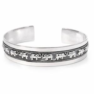 925 OXI MILLGRAIN ELEPHANT CUFF BANGLE 14MM 60 DIA <br/>M18126