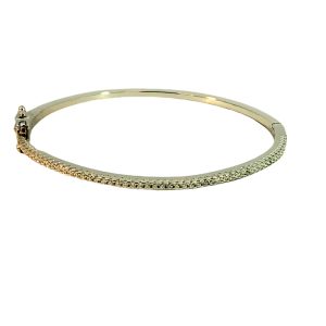925 CZ PAVE MICRO SETTING HINGE BANGLE  2MM 55 DIA <br/>M18128