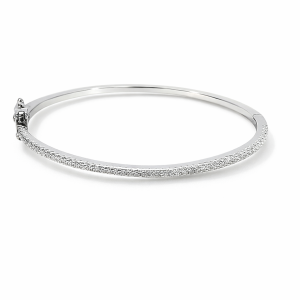 925 CZ PAVE MICRO SETTING HINGE BANGLE  2MM 55 DIA <br/>M18128