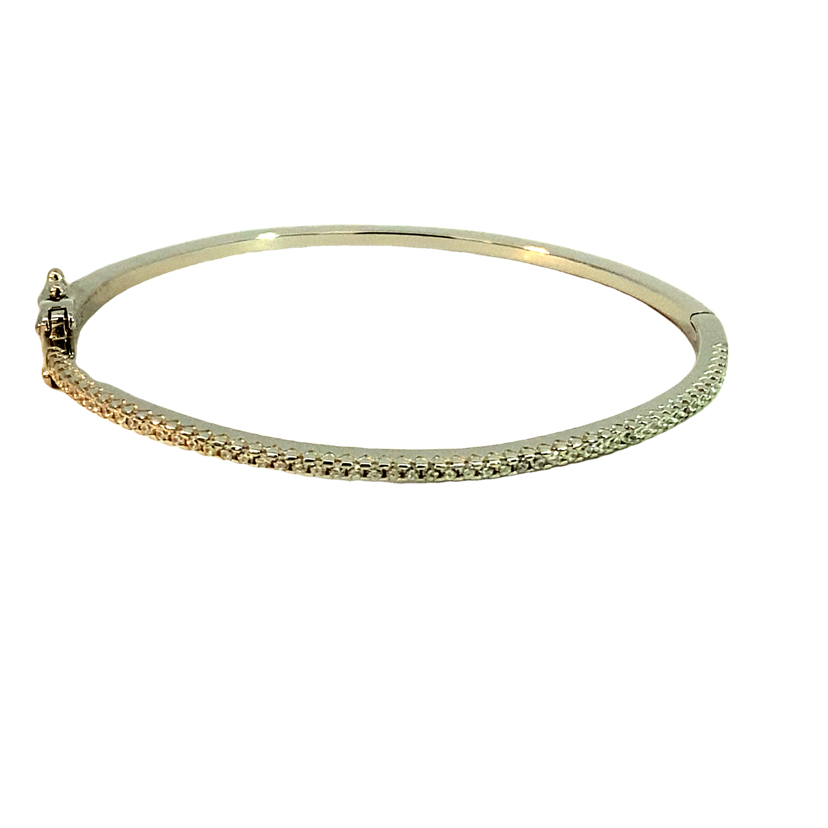 925 CZ PAVE MICRO SETTING HINGE BANGLE 2MM 55 DIA <br/>M18128