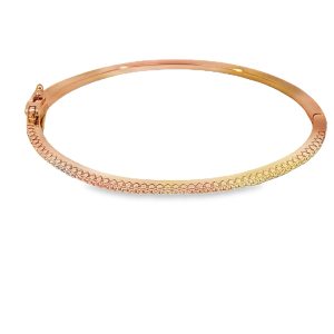 925 RG CZ PAVE MICRO SET HINGE BANGLE 2MM 55 DIA <br/>M18128RG