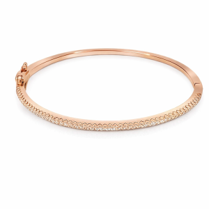 925 RG CZ PAVE MICRO SET HINGE BANGLE 2MM 55 DIA <br/>M18128RG