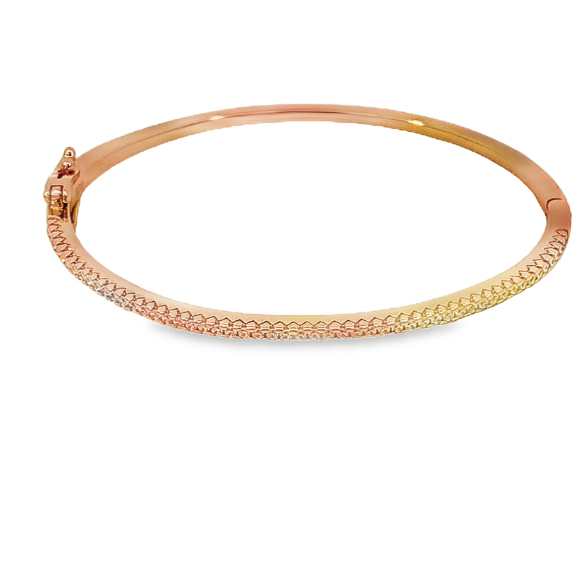 925 RG CZ PAVE MICRO SET HINGE BANGLE 2MM 55 DIA <br/>M18128RG