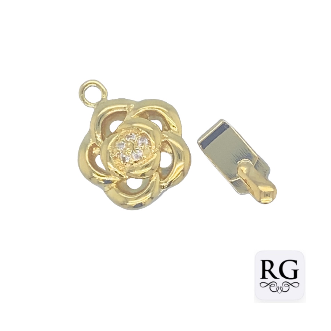 BRASS NICKEL FREE GOLD PL FLOWER CLASP - 1 EYE <br/>M20032