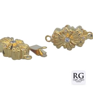 BRASS NICKEL FREE GOLD PL RIBBON CLASP - 1 EYE <br/>M20035