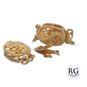 BRASS NICKEL FREE GOLD PL FIL OVAL CLASP - 2 EYE <br/>M20038