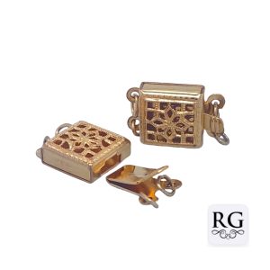 BRASS NICKEL FREE GOLD PL SQ FIL CLASP - 2 EYE <br/>M20045