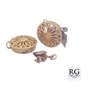 BRASS NICKEL FREE GOLD PL RND FIL CLASP - 3 EYE <br/>M20047