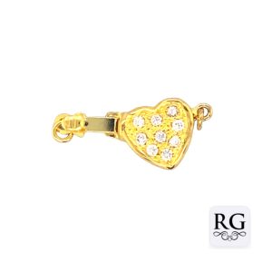 925 GOLD PL CZ PAVE HEART CLASP - 1 EYE <br/>M20054