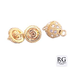 BRASS NICKEL FREE GOLD PL GLITTERBALL - 8MM  1 EYE <br/>M20061