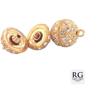 BRASS NICKEL FREE GOLD PL GLITTERBALL - 12MM 1 EYE <br/>M20063