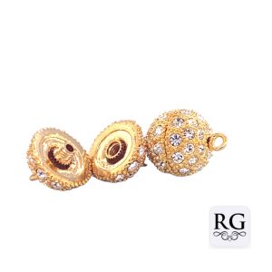 BRASS NICKEL FREE GOLD PL GLITTERBALL - 14MM 1 EYE <br/>M20064