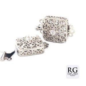 BRASS NICKEL FREE SQ FIL CLASP - 16MM - 3 EYE <br/>M20072