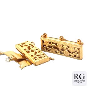 BRASS NICKEL FREE RECT FIL CLASP - 24X9 - 3 EYE <br/>M20078