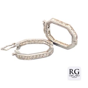 925 CZ PAVE OPEN HECTAGON OPERA CLASP - 22X16 <br/>M20082