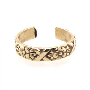 9CT YG FLOWER ETCHED TOE RING - 5MM - 2.48g <br/>M3003