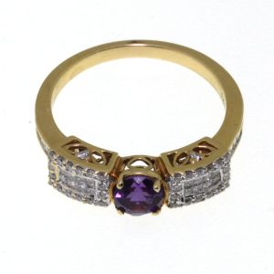 18CT YG 5MM AMETH DR:0.16 DT:0.10 PR:0.12 GH DIA R <br/>M3213
