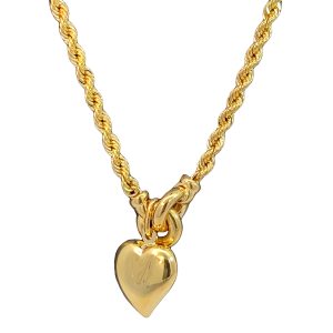 9CT YG HOL HEART ON ROPE CHAIN - 3.1MM - 45CM 7.4g <br/>M5513.45