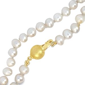 WHITE FRESHWATER PEARL SIL/GP CLASP - 5MM - 50CM <br/>MFWP005