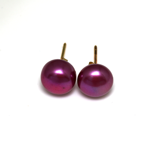 9CT YG BURGUNDY FW PEARL STUDS - 9.5-10MM <br/>MPEG001BU