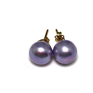 9CT YG PURPLE FW PEARL STUDS - 10-10.5MM <br/>MPEG002PU
