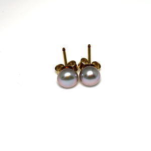 8CT YG SILVER FW PEARL STUDS - 5-6MM <br/>MPEG007S