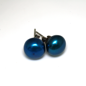 925 ROYAL BLUE FW PEARL SILICONE STUDS - 9.5-10MM