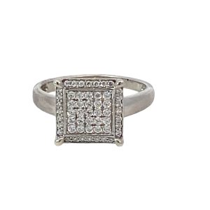 925 SQ CZ PAVE CLUSTER RING - 10MM