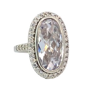 925 OVAL FACTED CZ PAVE BULKY RING - 27MM