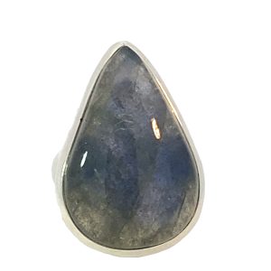 925 TEARDROP LABRADORITE TUBE SET RING - 29MM
