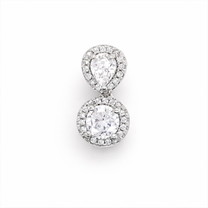925 RND+T/DROP CUT CZ SLIDING PENDANT - 16X8 <br/>P5125-CZ