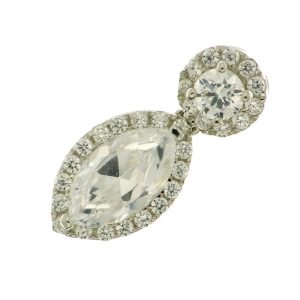 925 RND+MARQUISE CUT CZ SLIDING PENDANT - 18X8 <br/>P5126-CZ