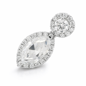 925 RND+MARQUISE CUT CZ SLIDING PENDANT - 18X8 <br/>P5126-CZ