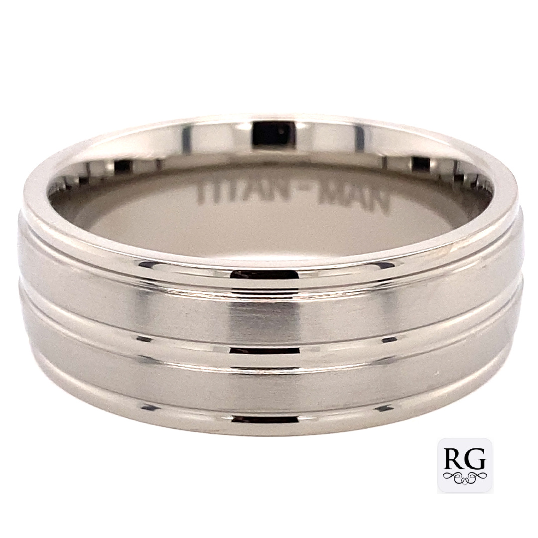 TITANIUM TOP 2 SIDES BRUSHED RING - 8MM <br/>RD13602