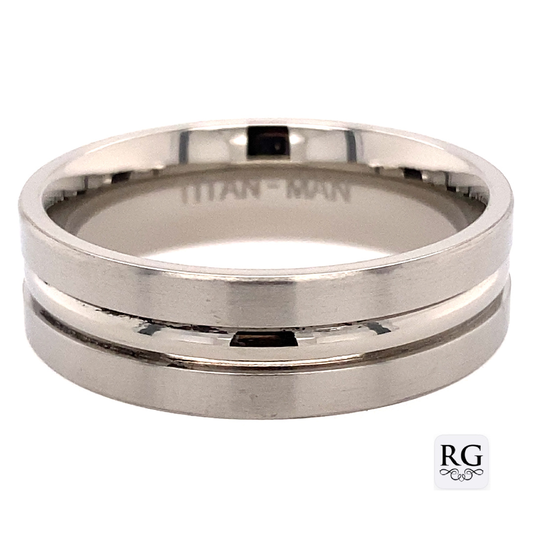 TITANIUM POLISHED MIDDLE BRUSHED SIDES RING - 7MM <br/>RD13607