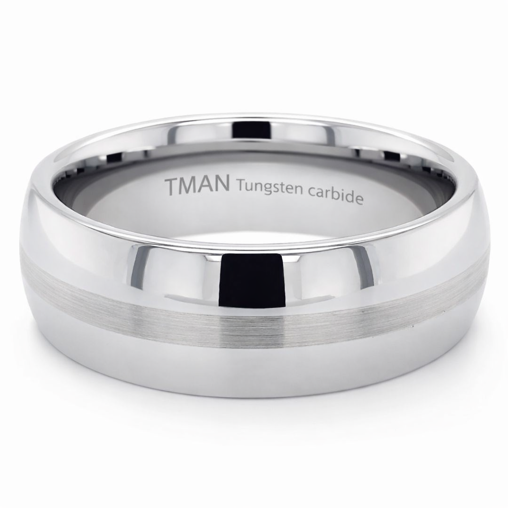 TUNGSTEN BRUSHED TOP MIDDLE+POLISH RING - 8MM <br/>RD13608 - Image 2