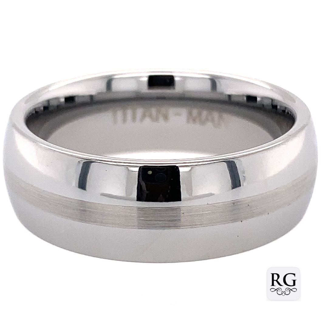 TUNGSTEN BRUSHED TOP MIDDLE+POLISH RING - 8MM <br/>RD13608