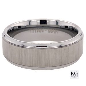 TUNGSTEN HORIZONTAL BRUSHED BEV EDGE RING - 8MM <br/>RD13609