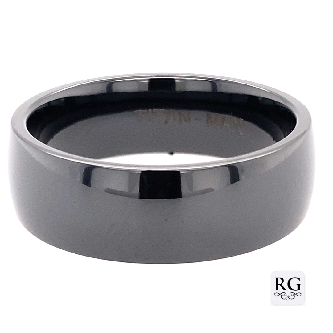ZIRCONIUM BLACK POLISH DOME RING - 7.5MM <br/>RD13612