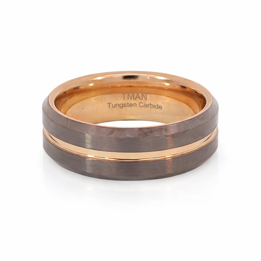 TUNGSTEN BROWN COLOR 2 SIDES RG PL GROOVE RING 8MM <br/>RD13615 - Image 2