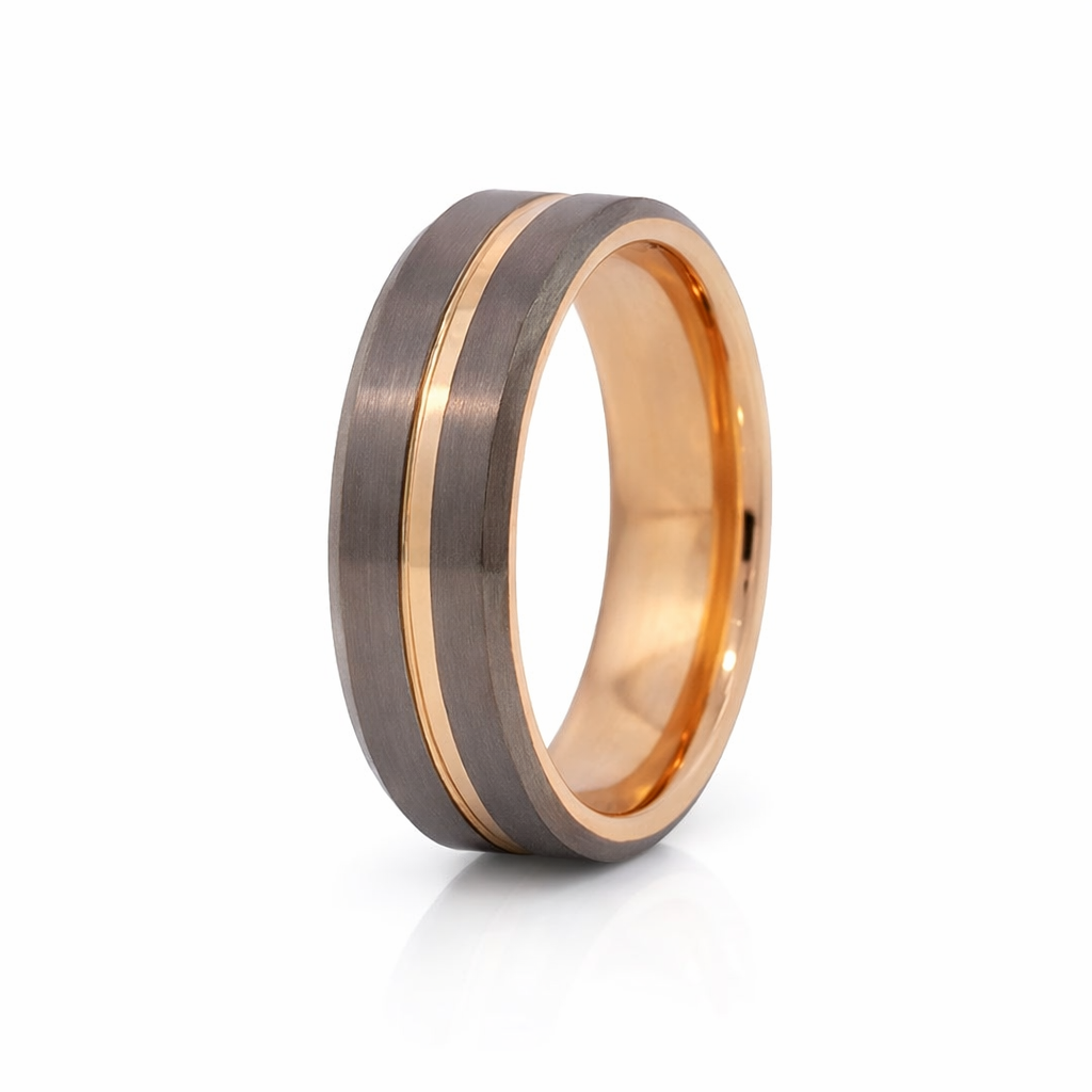 TUNGSTEN BROWN COLOR 2 SIDES RG PL GROOVE RING 8MM <br/>RD13615 - Image 3
