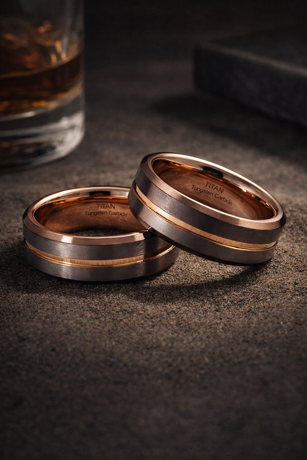 TUNGSTEN BROWN COLOR 2 SIDES RG PL GROOVE RING 8MM <br/>RD13615 - Image 4