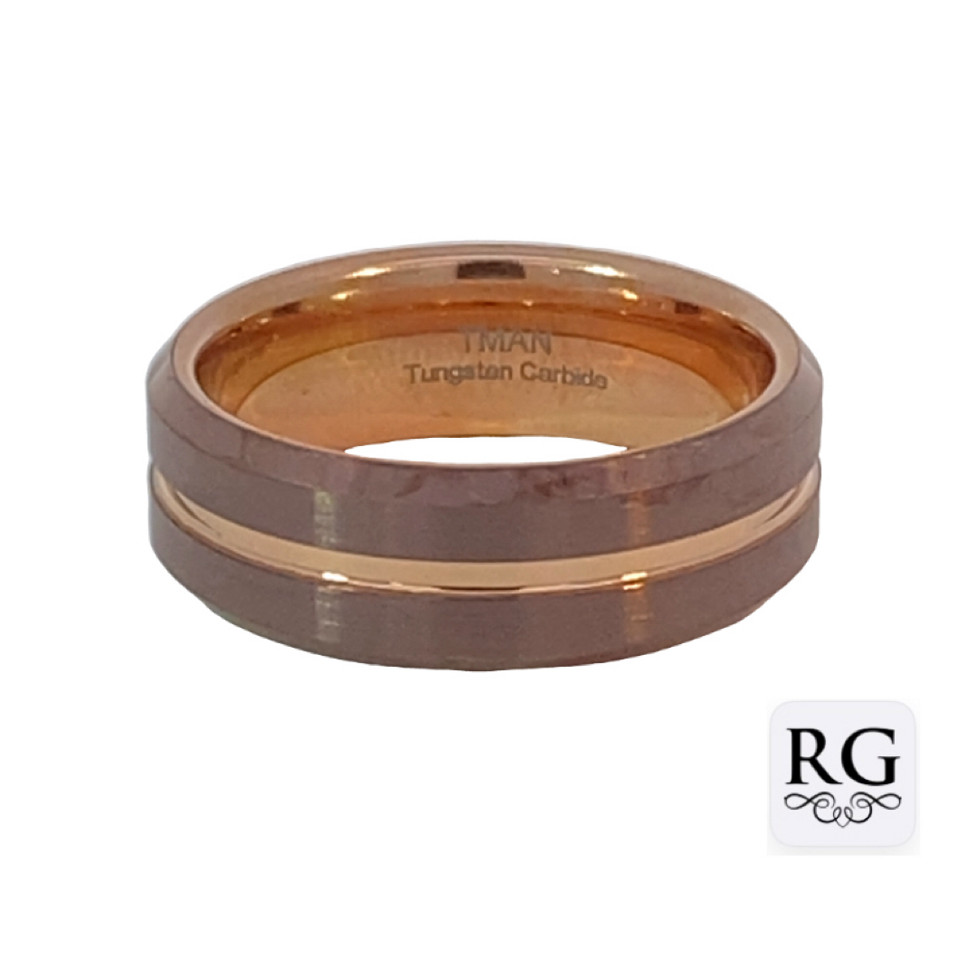 TUNGSTEN BROWN COLOR 2 SIDES RG PL GROOVE RING 8MM <br/>RD13615
